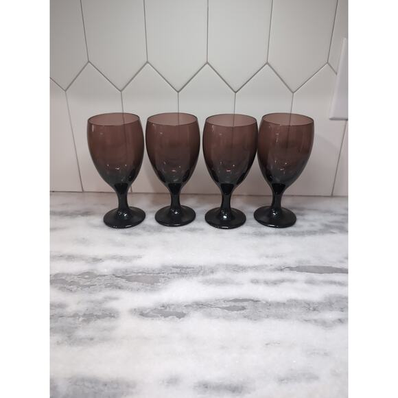 Libbey‎ Purple Goblets, Premier Teardrop , Amethyst Glasses, Vintage Set of 4 - Picture 4 of 9